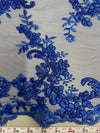 Cristina ROYAL BLUE Polyester Floral Embroidery with Sequins on Mesh Lace Fabric by the Yard for Gown, Wedding, Bridesmaid, Prom - 10076