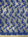 Cristina ROYAL BLUE Polyester Floral Embroidery with Sequins on Mesh Lace Fabric by the Yard for Gown, Wedding, Bridesmaid, Prom - 10076