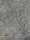 Cristina SILVER GREY Polyester Floral Embroidery with Sequins on Mesh Lace Fabric by the Yard for Gown, Wedding, Bridesmaid, Prom - 10076