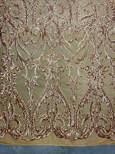 Esmeralda GOLD Sequins on Mesh Lace Fabric by the Yard - 10102