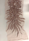 Gracie DUSTY ROSE Vegas Peacock Beaded Sequins Embroidered on Mesh Lace Fabric by Panel - 10012