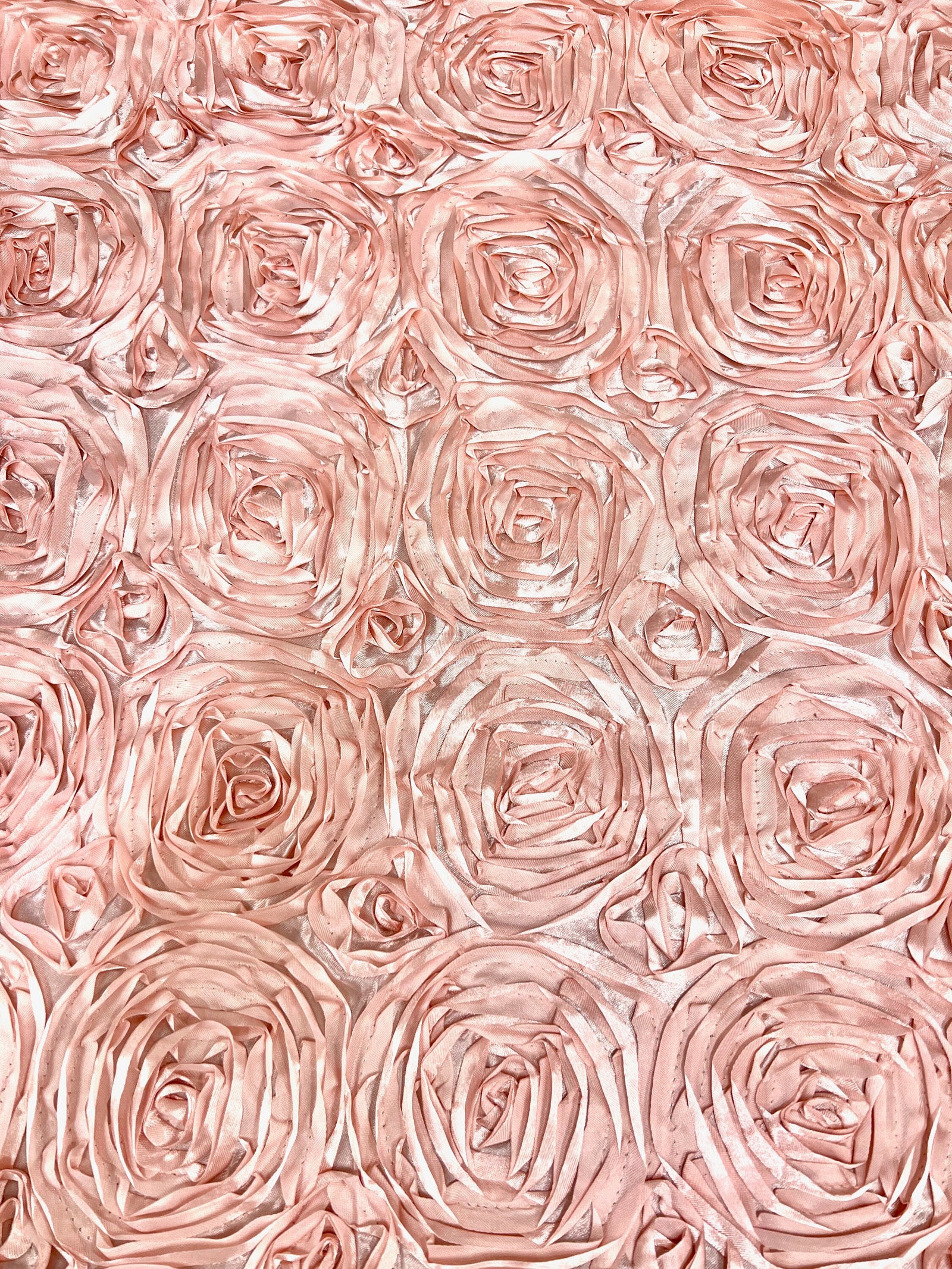 Paige BLUSH PEACH 3D Floral Polyester Satin Rosette Fabric by the Yard - 10028