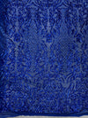 Phoebe ROYAL BLUE Sequins on Mesh Lace Fabric by the Yard - 10062