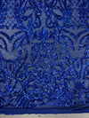 Phoebe ROYAL BLUE Sequins on Mesh Lace Fabric by the Yard - 10062