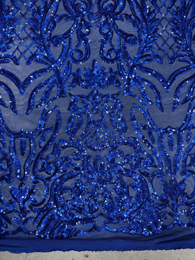 Phoebe ROYAL BLUE Sequins on Mesh Lace Fabric by the Yard - 10062