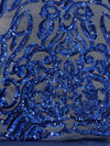 Phoebe ROYAL BLUE Sequins on Mesh Lace Fabric by the Yard - 10062