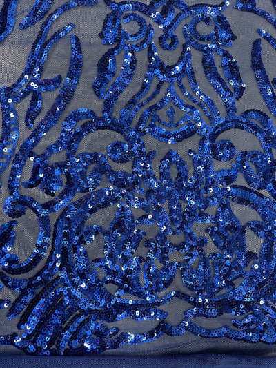 Phoebe ROYAL BLUE Sequins on Mesh Lace Fabric by the Yard - 10062