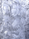 Maci WHITE 3D Floral Polyester Satin Rosette on Mesh Fabric by the Yard - 10057