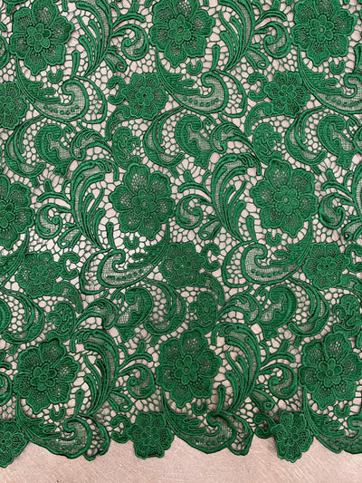 Maggie HUNTER GREEN Guipure Venice Medium Weight Lace Fabric by the Yard - 10019
