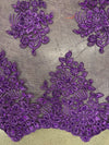 Brianna PURPLE Polyester Floral Embroidery with Sequins on Mesh Lace Fabric by the Yard - 10020