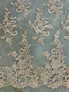 Tess CHAMPAGNE Polyester Floral Embroidery with Sequins on Mesh Lace Fabric by the Yard - 10216