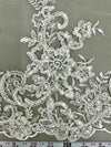 Tess IVORY Polyester Floral Embroidery with Sequins on Mesh Lace Fabric by the Yard - 10216