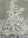 Tess IVORY Polyester Floral Embroidery with Sequins on Mesh Lace Fabric by the Yard - 10216