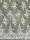 Tess IVORY Polyester Floral Embroidery with Sequins on Mesh Lace Fabric by the Yard - 10216