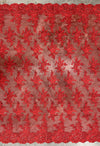 Tess RED Polyester Floral Embroidery with Sequins on Mesh Lace Fabric by the Yard - 10216