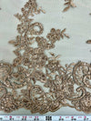 Tess TAUPE BROWN Polyester Floral Embroidery with Sequins on Mesh Lace Fabric by the Yard - 10216
