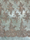 Tess TAUPE BROWN Polyester Floral Embroidery with Sequins on Mesh Lace Fabric by the Yard - 10216