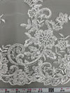 Tess WHITE Polyester Floral Embroidery with Sequins on Mesh Lace Fabric by the Yard - 10216