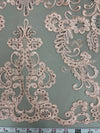 Vivian BLUSH PINK Polyester Embroidery with Sequins on Mesh Lace Fabric by the Yard for Gown, Wedding, Bridesmaid, Prom - 10003