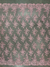 Tess PINK Polyester Floral Embroidery with Sequins on Mesh Lace Fabric by the Yard - 10216
