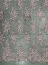 Tess OLD ROSE Polyester Floral Embroidery with Sequins on Mesh Lace Fabric by the Yard - 10216