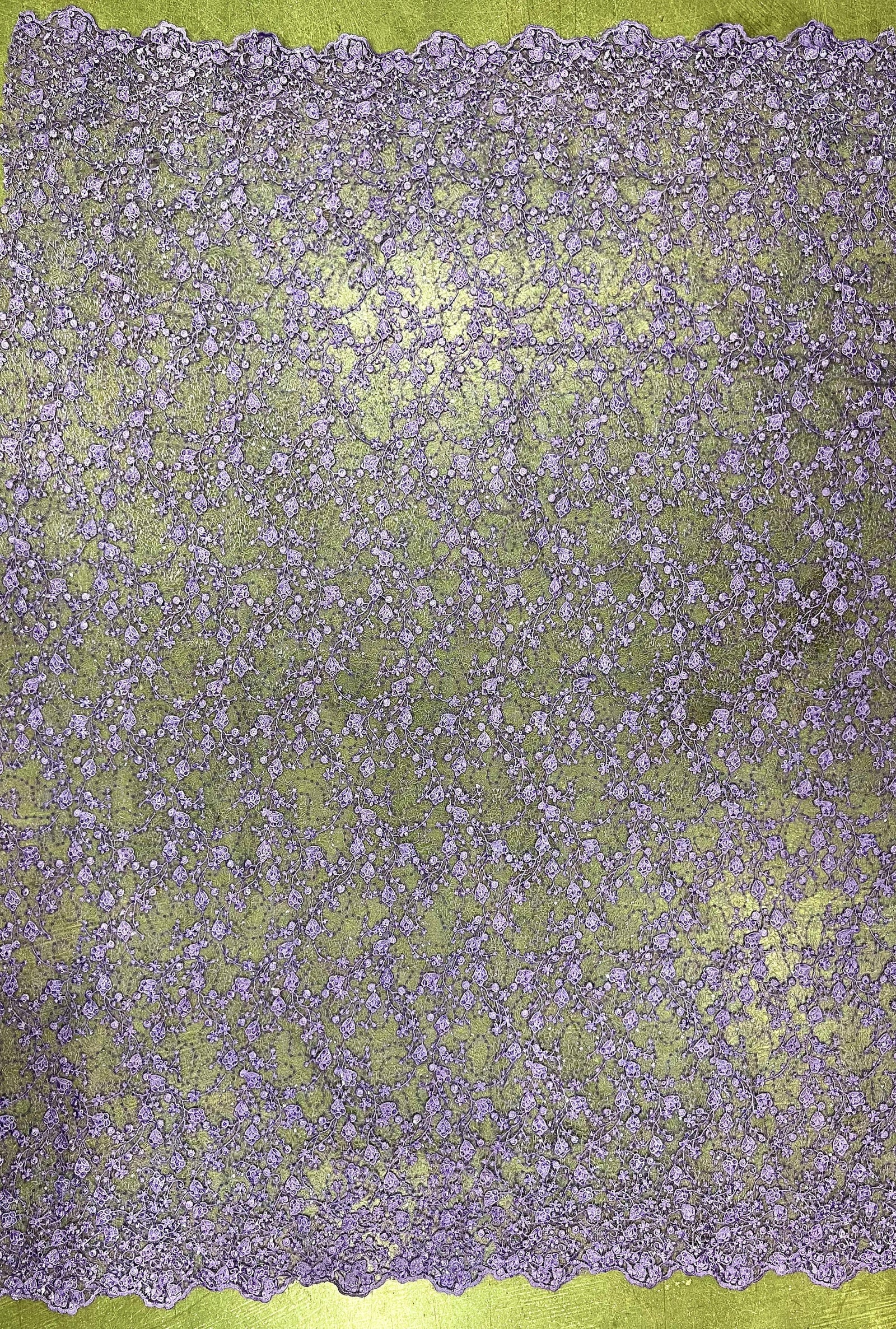 Braelyn LAVENDER Polyester Floral Embroidery with Sequins on Web Mesh Lace Fabric for Gown, Wedding, Bridesmaid, Prom - 10166