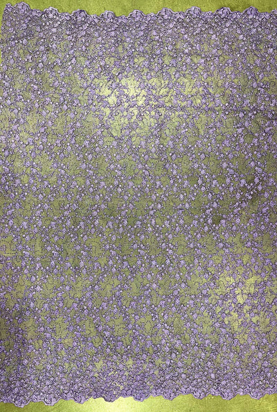 Braelyn LAVENDER Polyester Floral Embroidery with Sequins on Web Mesh Lace Fabric for Gown, Wedding, Bridesmaid, Prom - 10166