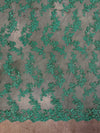 Cristina KELLY GREEN Polyester Floral Embroidery with Sequins on Mesh Lace Fabric by the Yard for Gown, Wedding, Bridesmaid, Prom - 10076