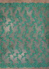 Cristina KELLY GREEN Polyester Floral Embroidery with Sequins on Mesh Lace Fabric by the Yard for Gown, Wedding, Bridesmaid, Prom - 10076