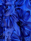 Allie ROYAL BLUE 3D Floral Polyester Satin Rosette with Sequins Fabric by the Yard - 10051