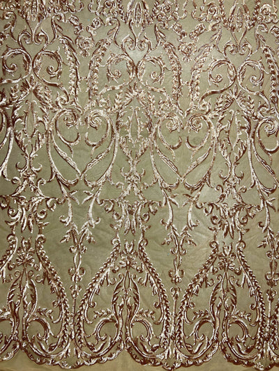 Esmeralda GOLD Sequins on Mesh Lace Fabric by the Yard - 10102