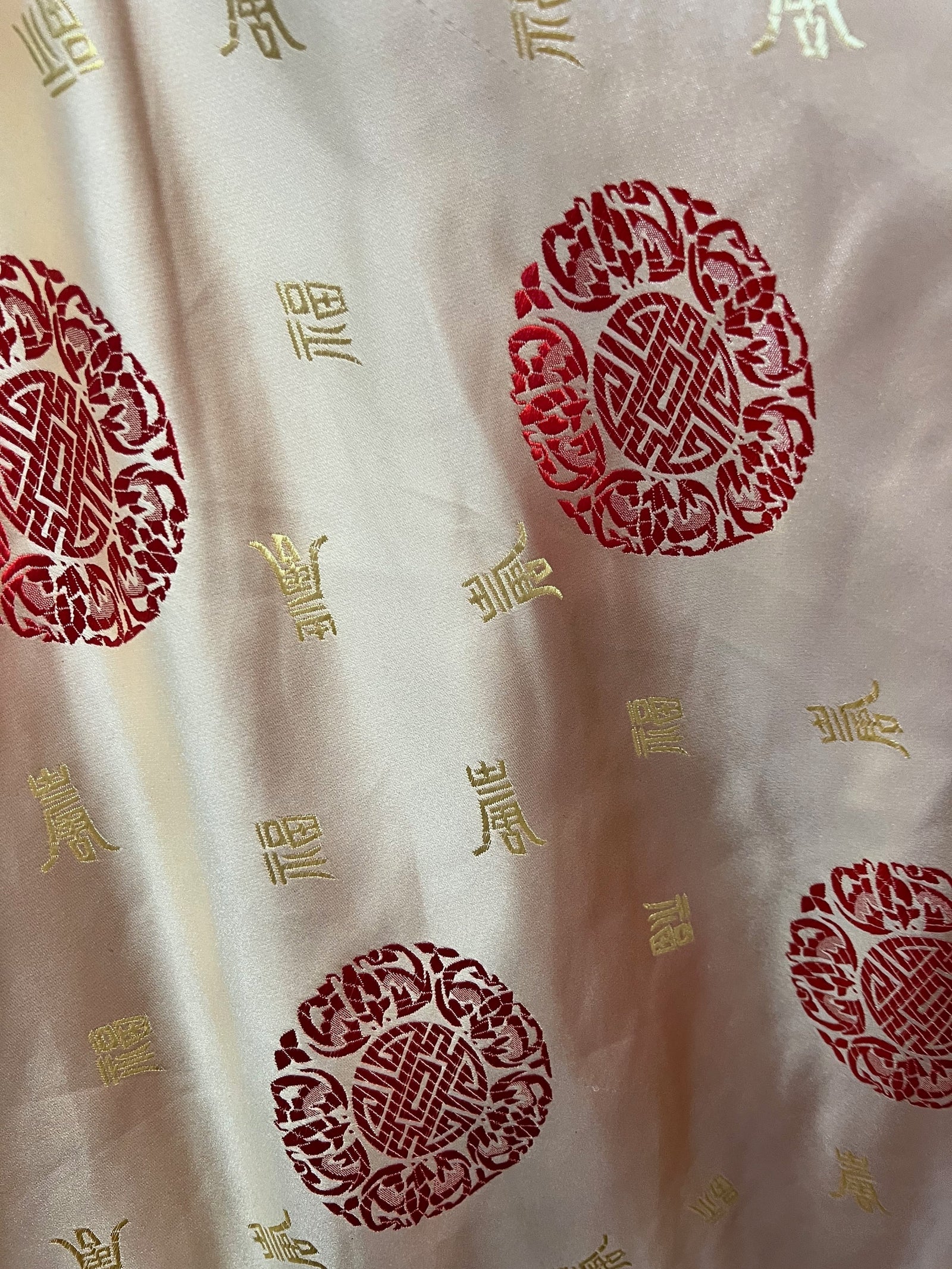 Charley GOLD RED Chinese Luck Brocade Chinese Satin Fabric by the Yard - 10152