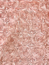 Paige BLUSH PEACH 3D Floral Polyester Satin Rosette Fabric by the Yard - 10028