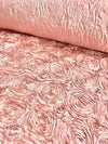Paige BLUSH PEACH 3D Floral Polyester Satin Rosette Fabric by the Yard - 10028