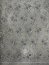 Ryleigh GREY 3D Floral Embroidery with Foil & Sequins on Mesh Lace Fabric by the Yard - 10010