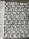 Dakota WHITE Polyester Corded Floral Embroidery on Mesh Lace Fabric by the Yard - 10043