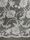 Dakota WHITE Polyester Corded Floral Embroidery on Mesh Lace Fabric by the Yard - 10043