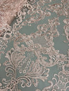 Vivian BLUSH PINK Polyester Embroidery with Sequins on Mesh Lace Fabric by the Yard for Gown, Wedding, Bridesmaid, Prom - 10003