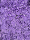 Maci VIOLET 3D Floral Polyester Satin Rosette on Mesh Fabric by the Yard - 10057