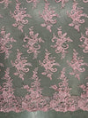 Tess PINK Polyester Floral Embroidery with Sequins on Mesh Lace Fabric by the Yard - 10216