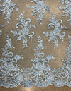 Tess LIGHT BLUE Polyester Floral Embroidery with Sequins on Mesh Lace Fabric by the Yard - 10216