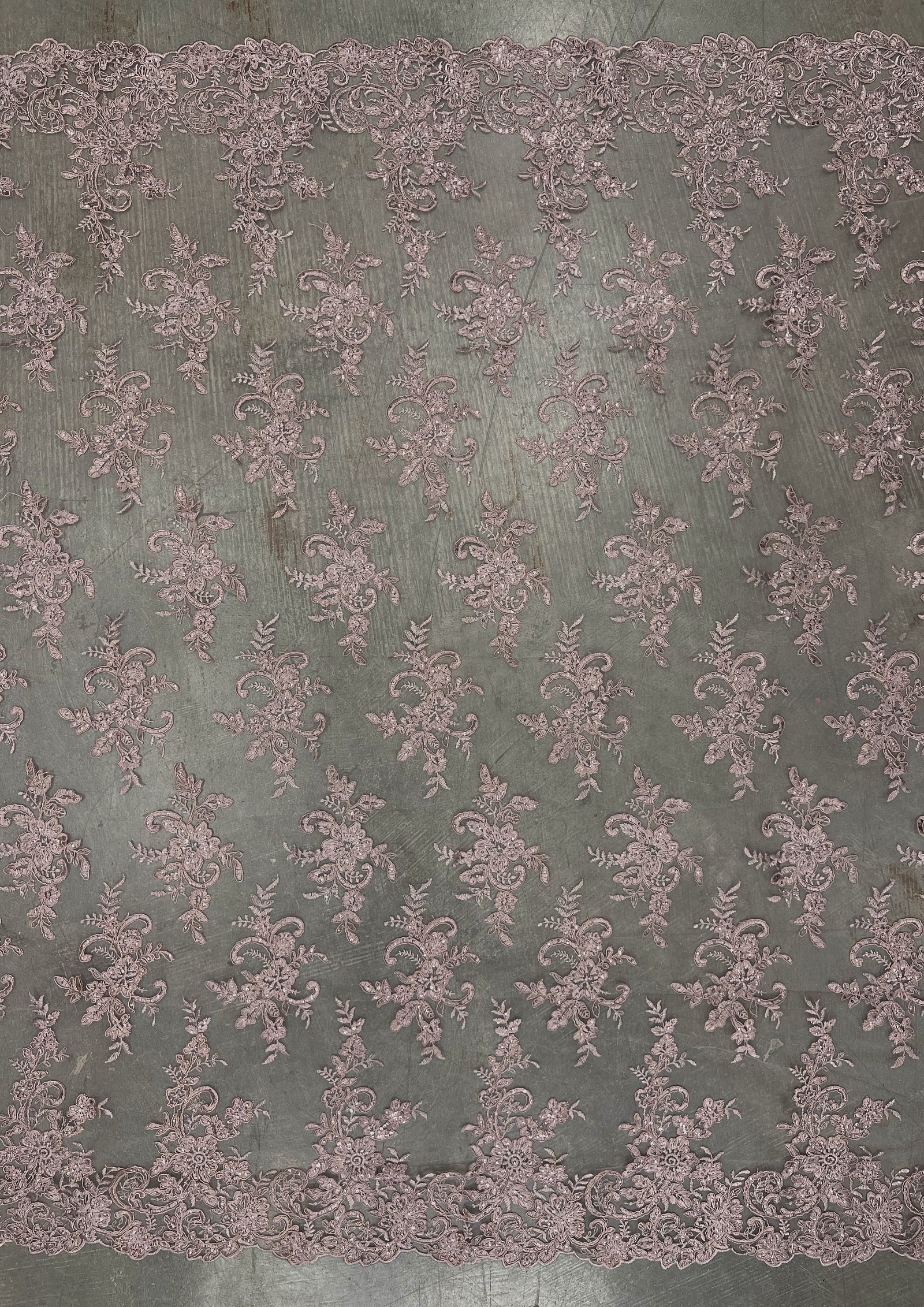 Tess OLD ROSE Polyester Floral Embroidery with Sequins on Mesh Lace Fabric by the Yard - 10216