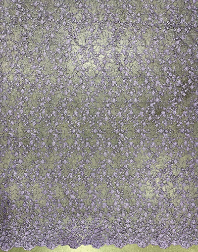 Braelyn LAVENDER Polyester Floral Embroidery with Sequins on Web Mesh Lace Fabric for Gown, Wedding, Bridesmaid, Prom - 10166