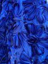 Allie ROYAL BLUE 3D Floral Polyester Satin Rosette with Sequins Fabric by the Yard - 10051