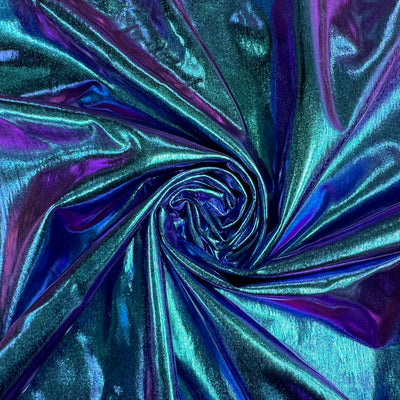 Finley IRIDESCENT GREEN BLUE Purple Mermaid 4-Way Stretch Metallic Foil Fabric by the Yard - 10013