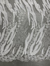 Katelyn WHITE Vines and Swirls Corded Embroidery on Mesh Fabric by the Yard - 10045