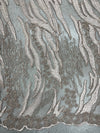 Katelyn TAUPE Vines and Swirls Corded Embroidery on Mesh Fabric by the Yard - 10045