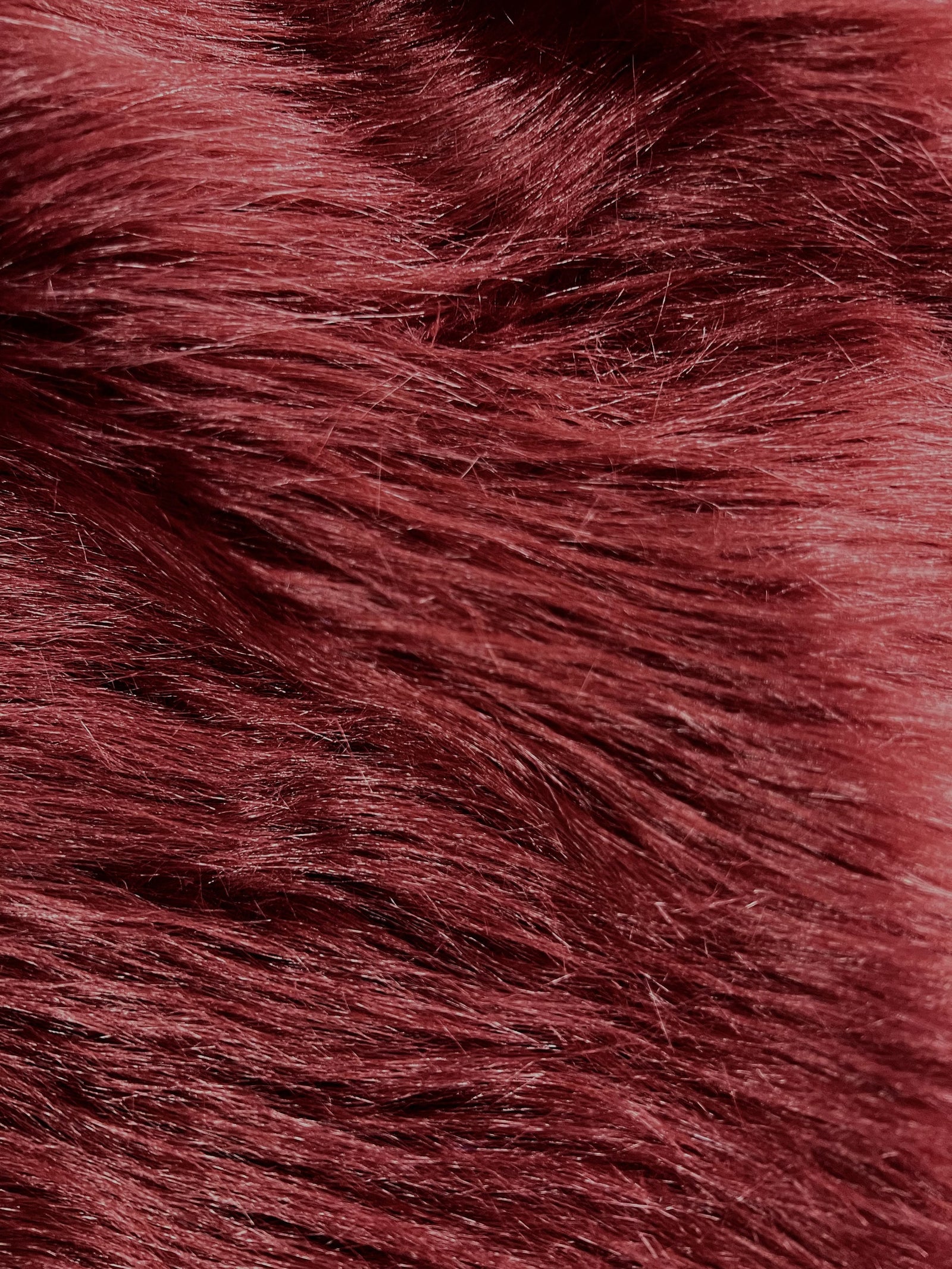 Eden DARK BURGUNDY Shaggy Long Pile Soft Faux Fur Fabric for Fursuit, Cosplay Costume, Photo Prop, Trim, Throw Pillow, Crafts