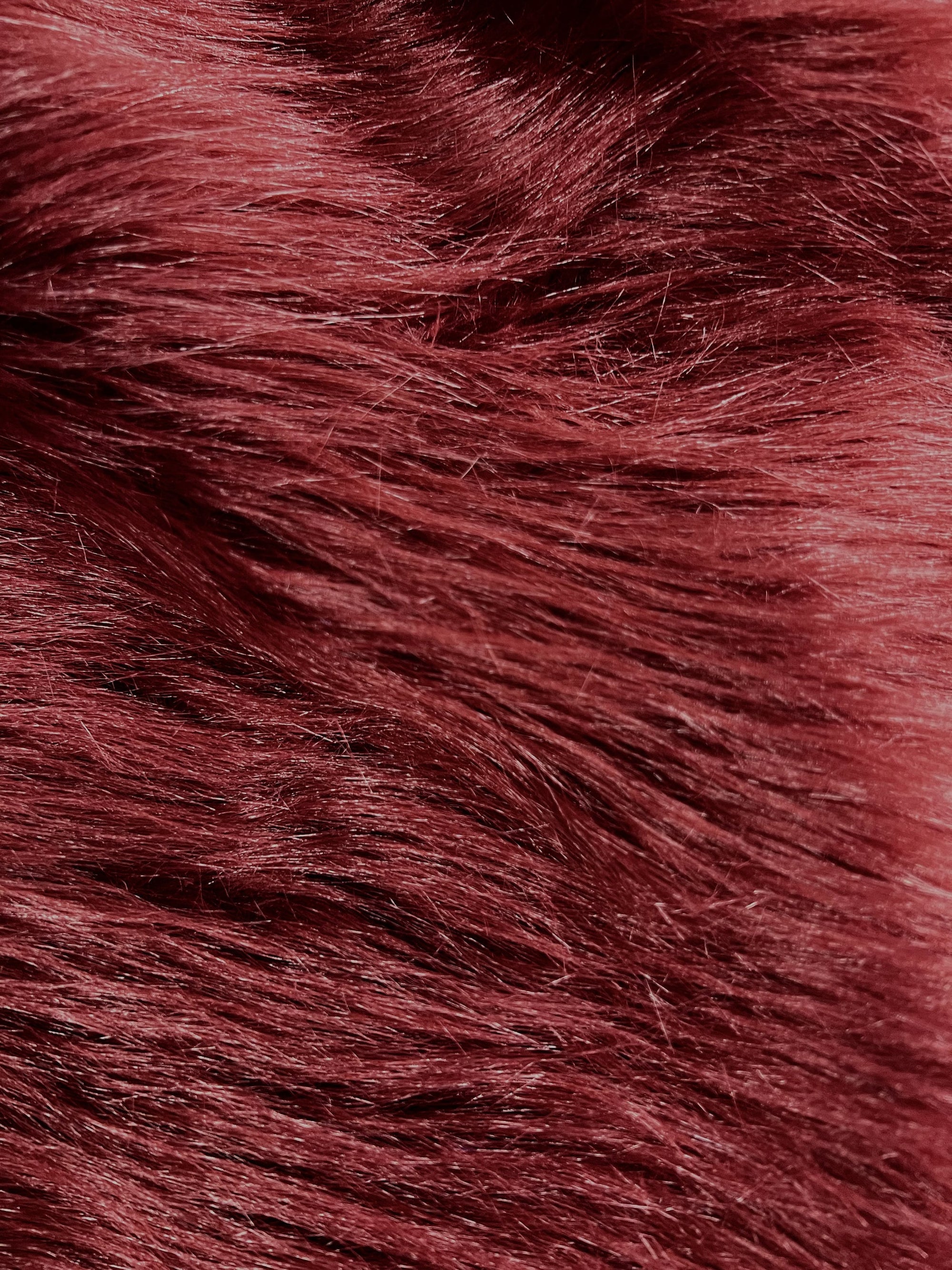 Eden DARK BURGUNDY Shaggy Long Pile Soft Faux Fur Fabric for Fursuit, Cosplay Costume, Photo Prop, Trim, Throw Pillow, Crafts