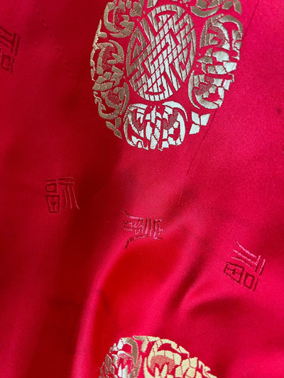 Charley RED GOLD Chinese Luck Brocade Chinese Satin Fabric by the Yard - 10152